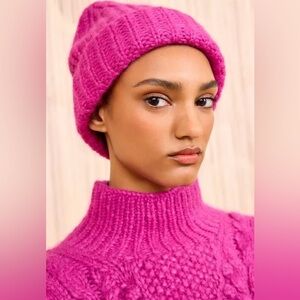 Ulla Johnson Shelby Alpaca Knit Hat in Rose NWT